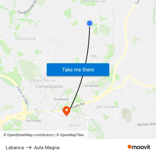 Labanca to Aula Magna map