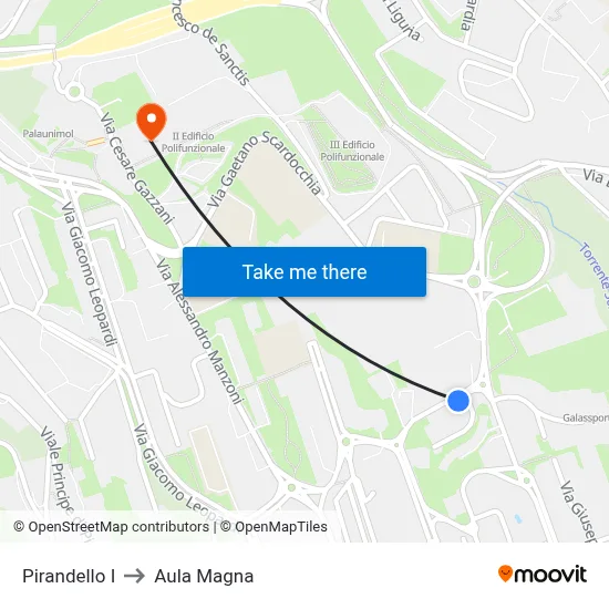 Pirandello I to Magna Auditorium map