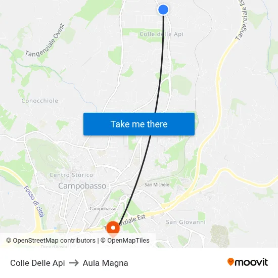 Colle Delle Api to Aula Magna map