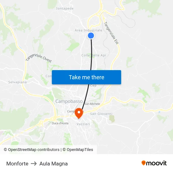 Monforte to Aula Magna map