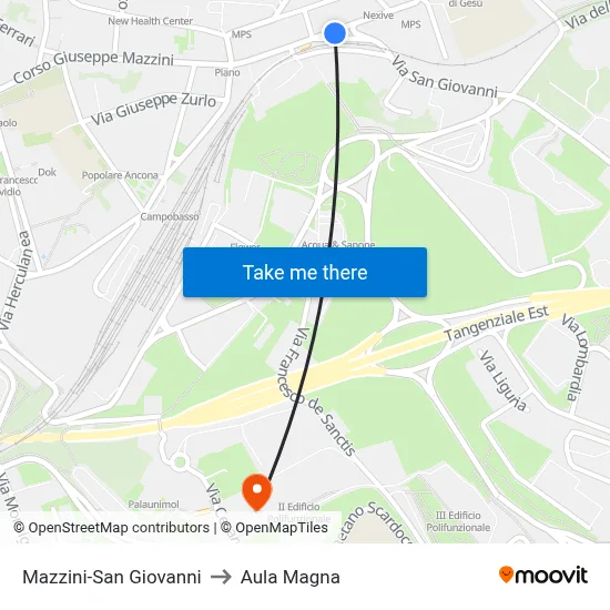 Mazzini-San Giovanni to Magna Auditorium map