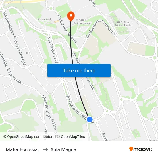 Mater Ecclesiae to Aula Magna map