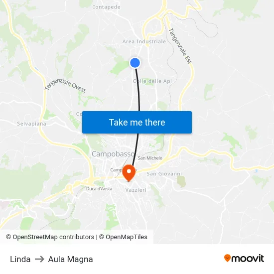 Linda to Aula Magna map