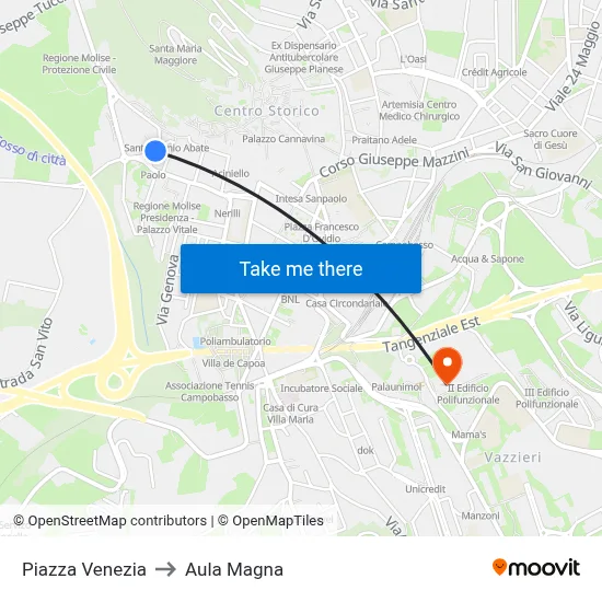Venice Square to Magna Auditorium map