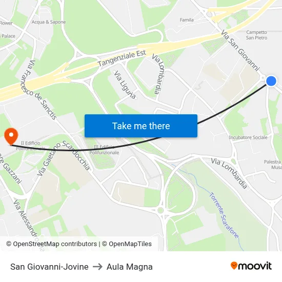 San Giovanni-Jovine to Aula Magna map