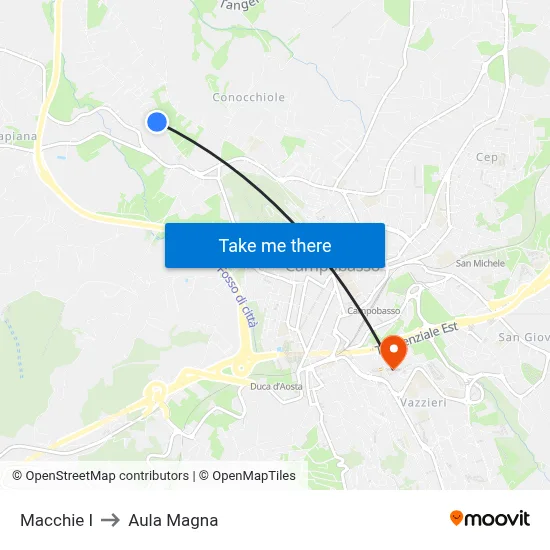 Macchie I to Aula Magna map