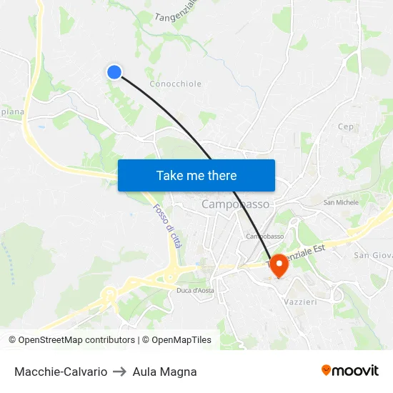 Macchie-Calvario to Aula Magna map