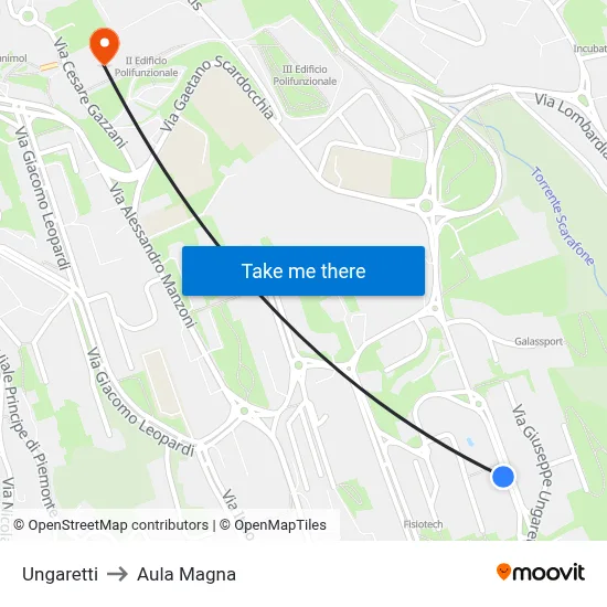 Ungaretti to Magna Auditorium map