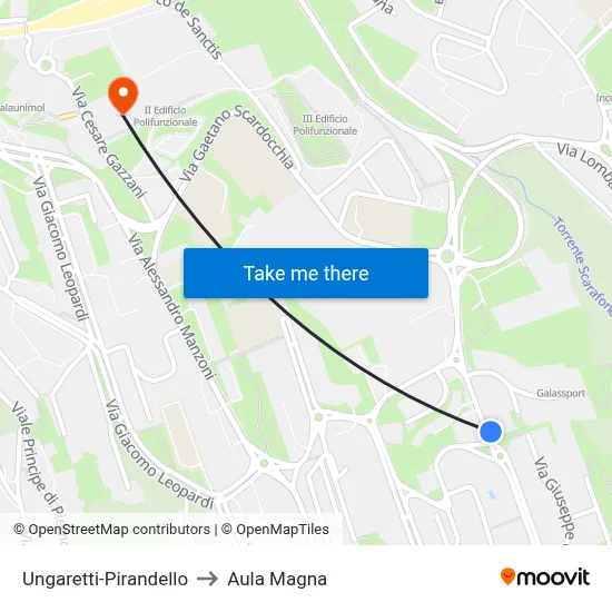 Ungaretti-Pirandello to Magna Auditorium map