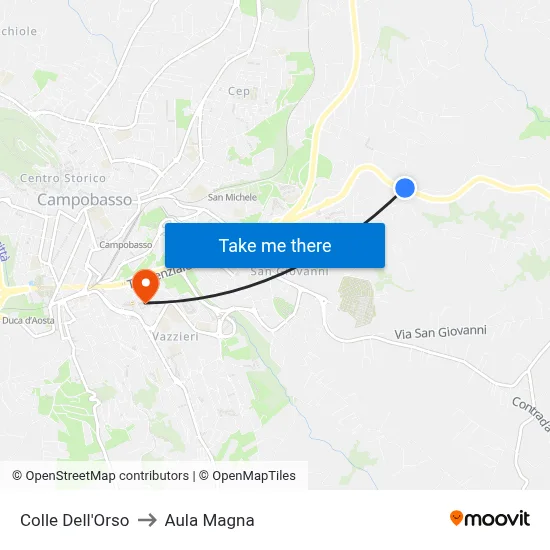 Colle Dell'Orso to Aula Magna map