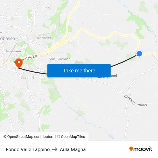 Fondo Valle Tappino to Aula Magna map