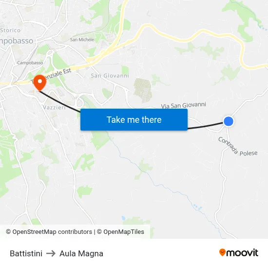 Battistini to Aula Magna map