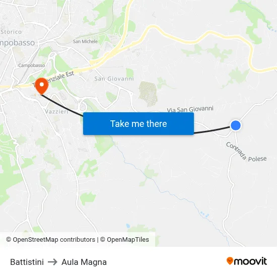 Battistini to Aula Magna map