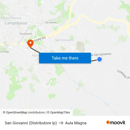 San Giovanni (Distributore Ip) to Aula Magna map