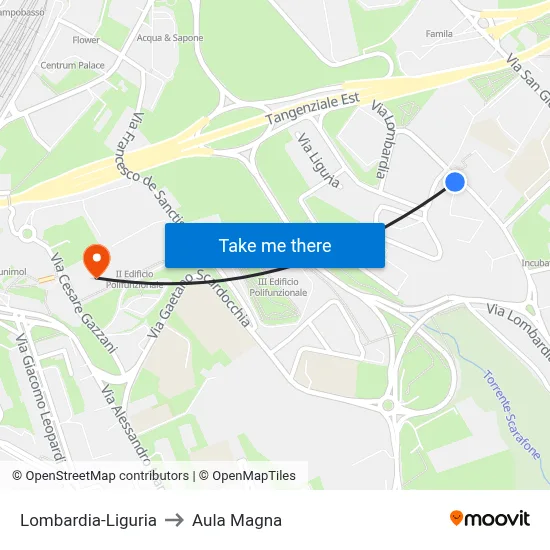 Lombardy-Liguria to Magna Auditorium map