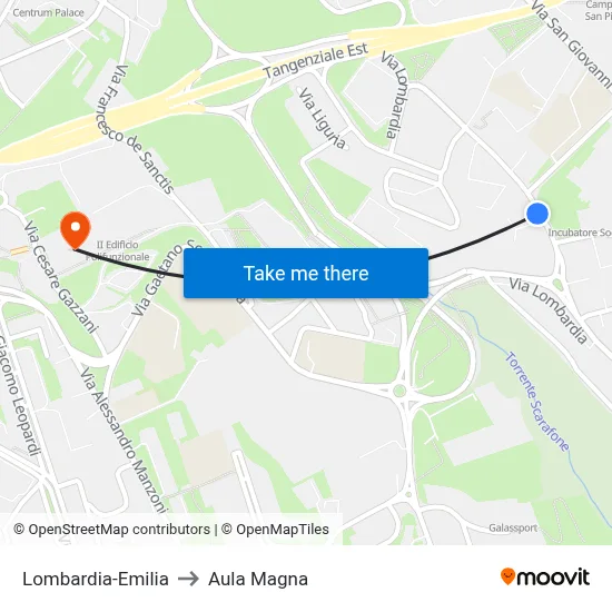 Lombardy-Emilia to Magna Auditorium map