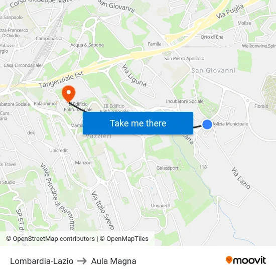 Lombardy-Lazio to Magna Auditorium map