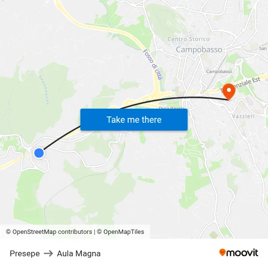 Presepe to Aula Magna map