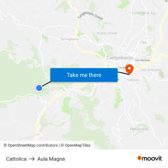 Cattolica to Aula Magna map