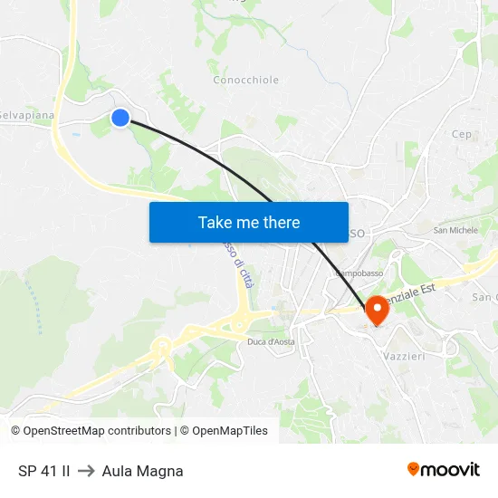 SP 41 II to Aula Magna map