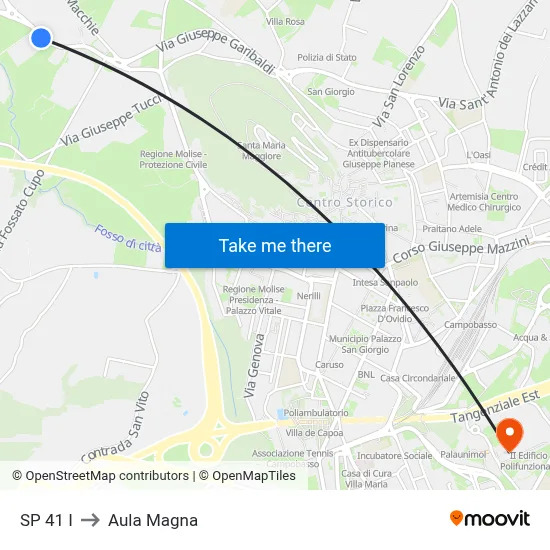 SP 41 I to Aula Magna map