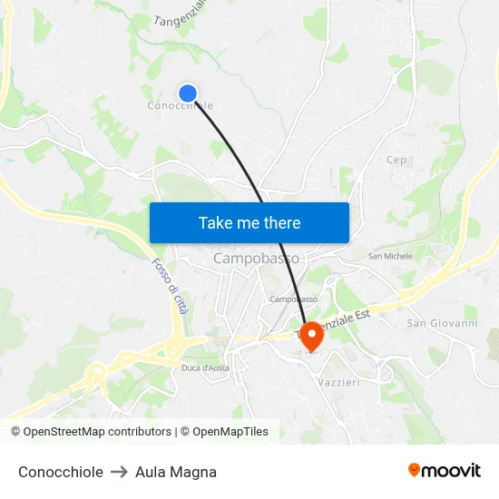 Conocchiole to Aula Magna map