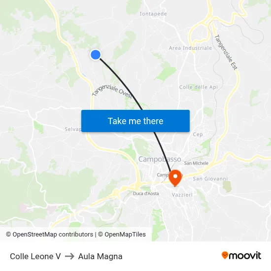Colle Leone V to Aula Magna map