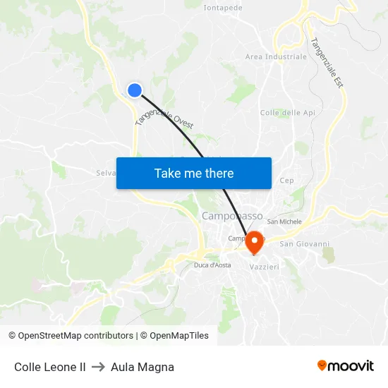 Colle Leone II to Aula Magna map