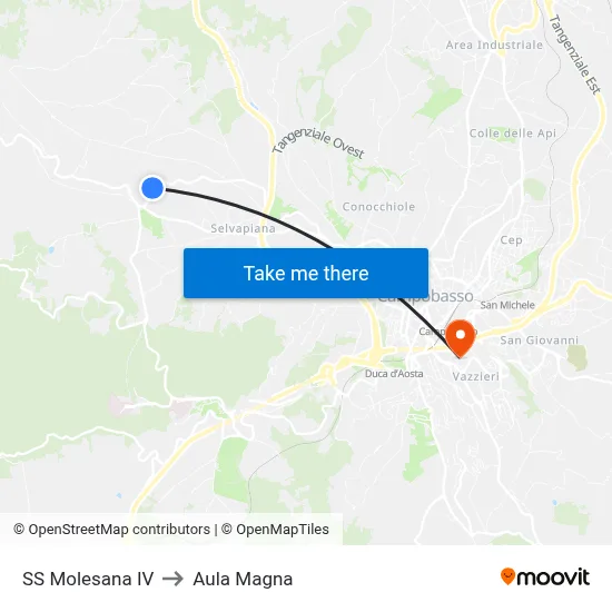 SS Molesana IV to Magna Auditorium map
