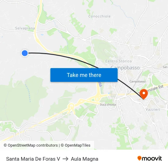 Santa Maria De Foras V to Aula Magna map