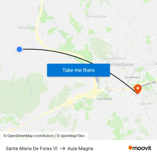 Santa Maria De Foras VI to Aula Magna map