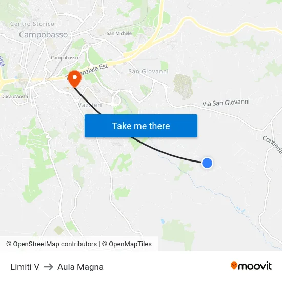 Limiti V to Aula Magna map
