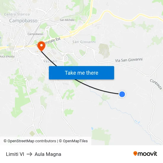Limiti VI to Aula Magna map