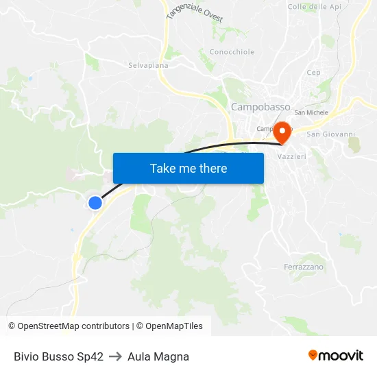 Bivio Busso Sp42 to Aula Magna map