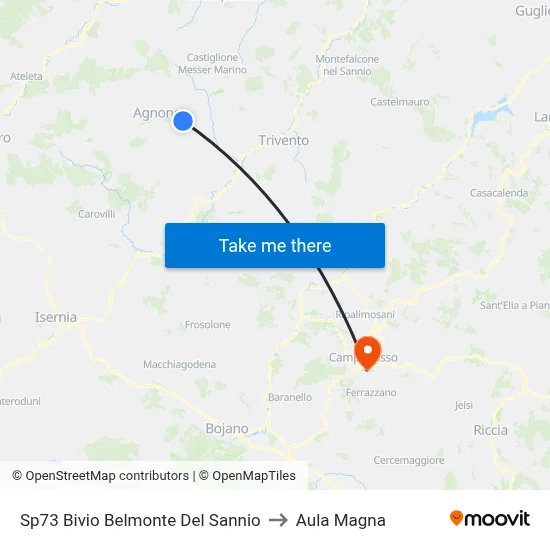 SP73 Belmonte Del Sannio Junction to Magna Hall map