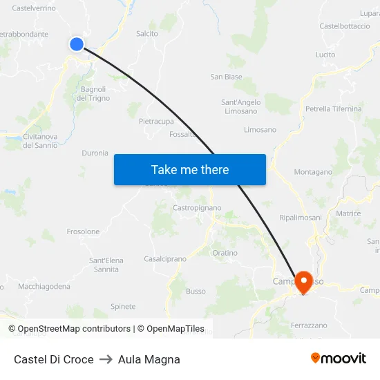 Castel Di Croce to Magna Hall map