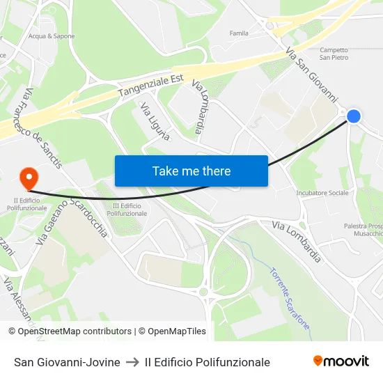 San Giovanni-Jovine to II Edificio Polifunzionale map