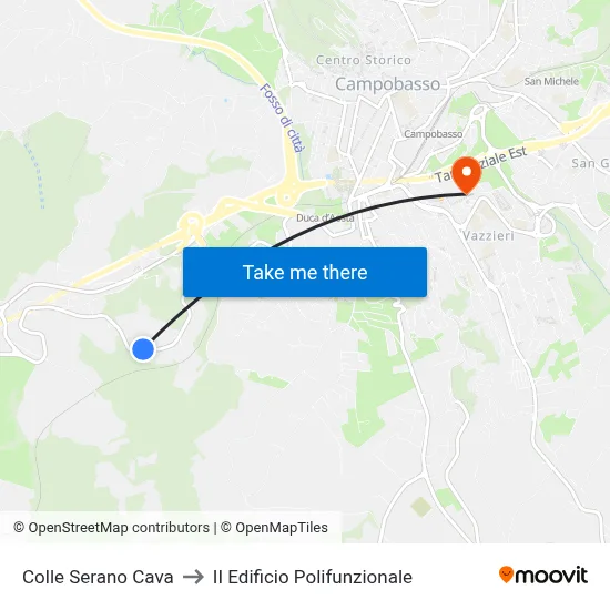 Colle Serano Cava to II Edificio Polifunzionale map
