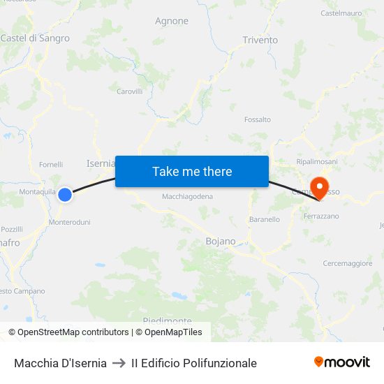Macchia D'Isernia to II Edificio Polifunzionale map
