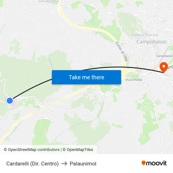 Cardarelli (Dir. Centro) to Palaunimol map