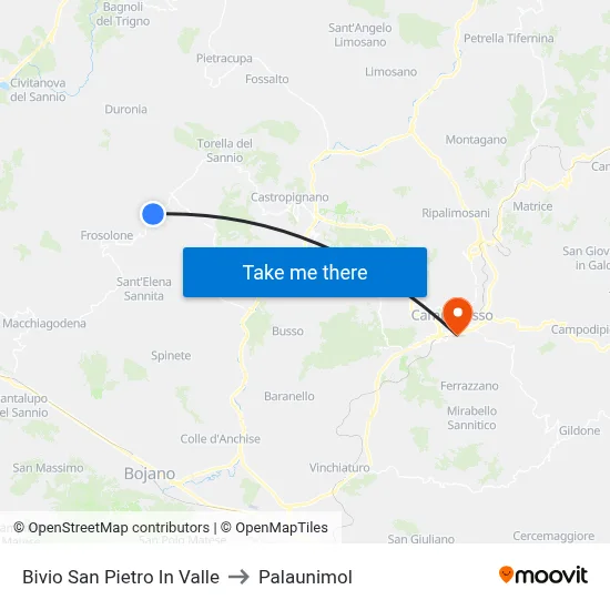 San Pietro In Valle Junction to Palaunimol map