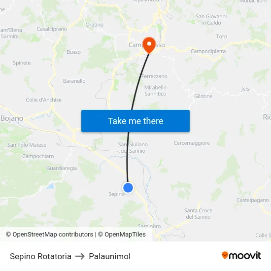 Sepino Rotatoria to Palaunimol map