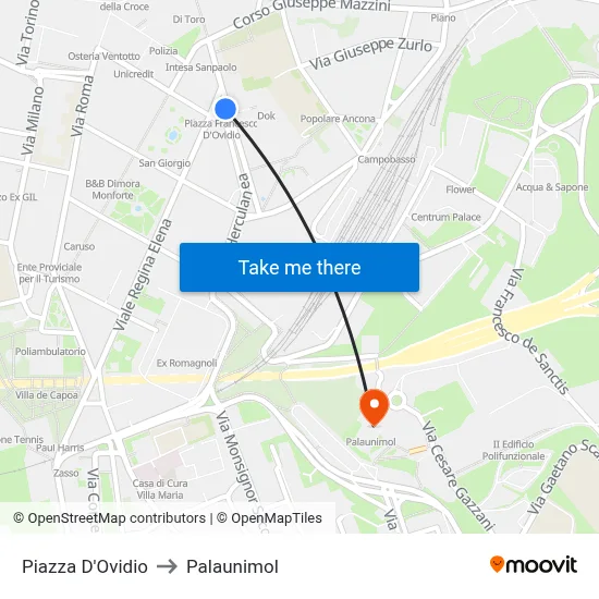D'Ovidio Square to Palaunimol map