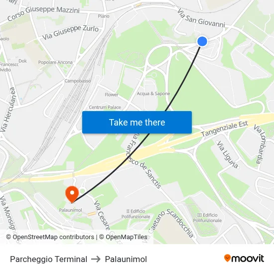 Terminal Parking to Palaunimol map