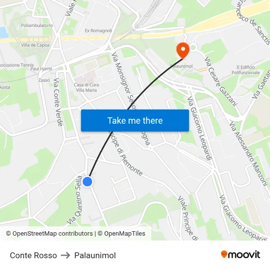 Conte Rosso to Palaunimol map