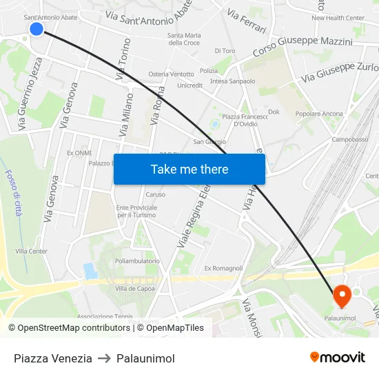 Venice Square to Palaunimol map