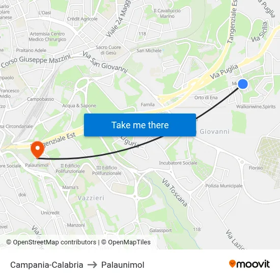 Campania-Calabria to Palaunimol map