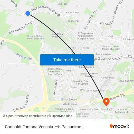 Garibaldi-Fontana Vecchia to Palaunimol map