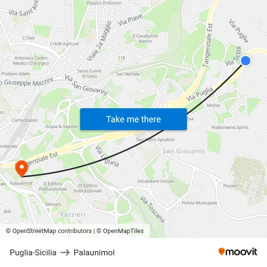 Puglia-Sicilia to Palaunimol map
