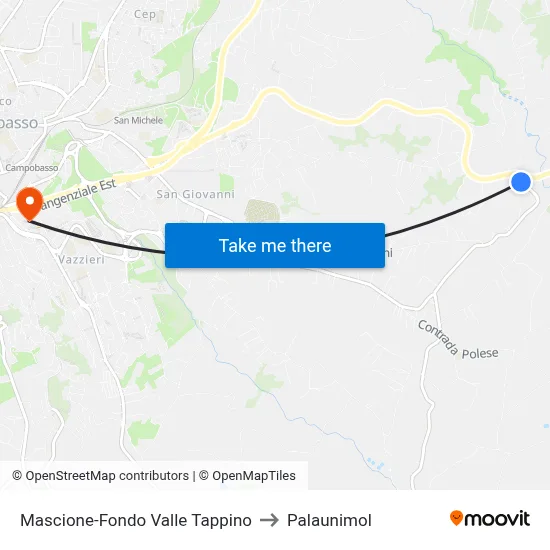 Mascione-Fondo Valle Tappino to Palaunimol map